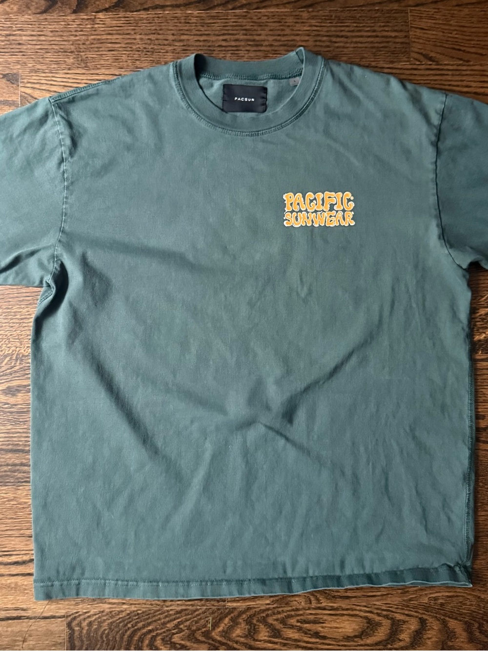 PacSun Teal Graphic Pacific Sunwear Chest Tee